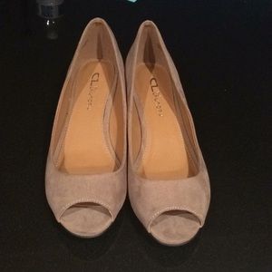 Peep toe wedges by CL